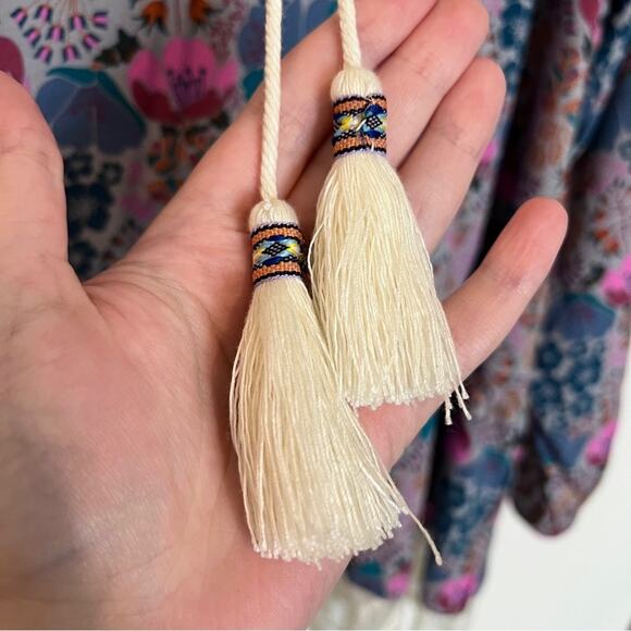 Matilda Jane Floral Print Lace Trim Boho Style Long Sleeve Blouse Size Large - Picture 5 of 9